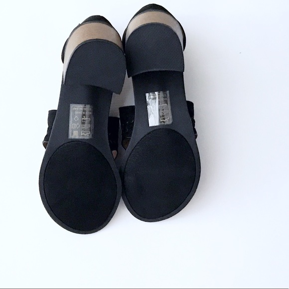 NWT Timeless Perforated Stylish Faux Suede Adjustable Strap Black Shoes - Picture 6 of 6